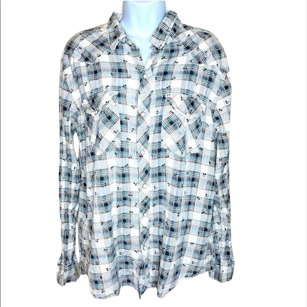 Salt Valley Western Pearl Snap Button Up Shirt | Size XL